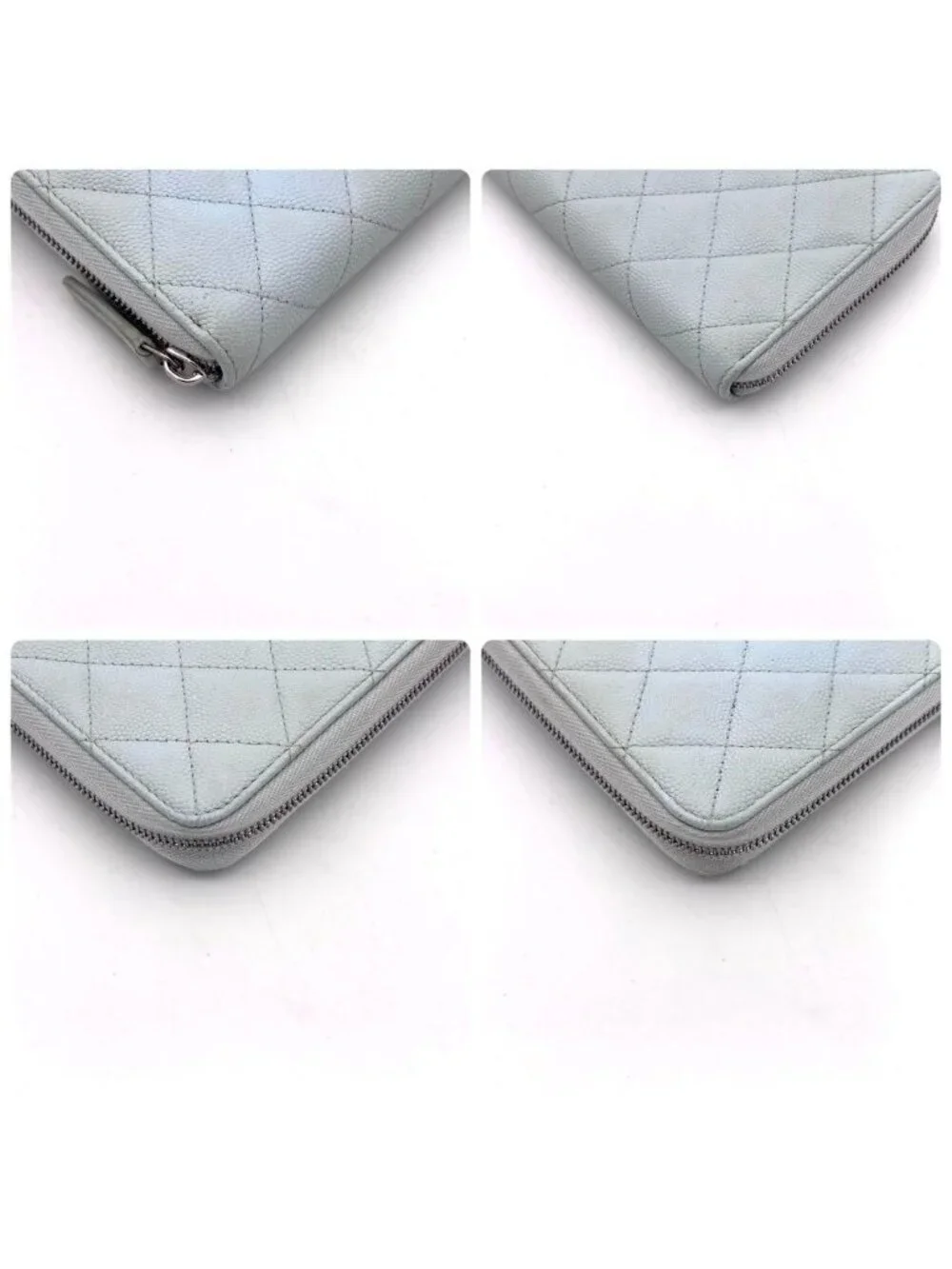 Chanel Quilted Caviar Leather Zip Around Wallet Blue